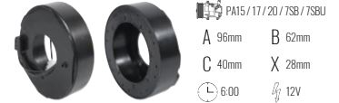 BOBINE COMP. DENSO 7SB 16C & 17C / 10PA 15C & 16C 12V
