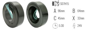 BOBINE COMP. SD7H15 24V 2 FIOS