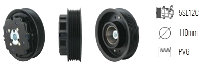 EMB. COMP. DENSO 5SEL12C 6P ALFA R. / FIAT /OPEL